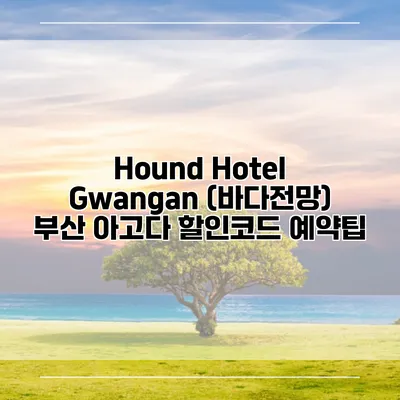 Hound Hotel Gwangan (바다전망) 부산 아고다 할인코드 예약팁