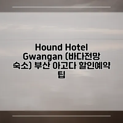 Hound Hotel Gwangan (바다전망 숙소) 부산 아고다 할인예약 팁