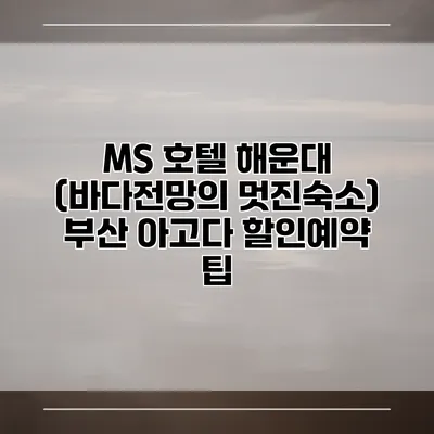 MS 호텔 해운대 (바다전망의 멋진숙소) 부산 아고다 할인예약 팁
