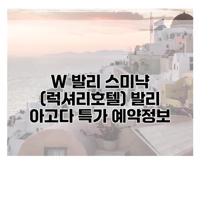 W 발리 스미냑 (럭셔리호텔) 발리 아고다 특가 예약정보