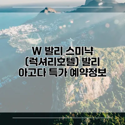 W 발리 스미냑 (럭셔리호텔) 발리 아고다 특가 예약정보