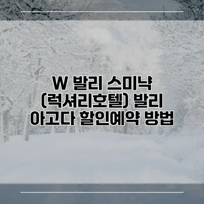 W 발리 스미냑 (럭셔리호텔) 발리 아고다 할인예약 방법
