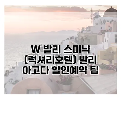 W 발리 스미냑 (럭셔리호텔) 발리 아고다 할인예약 팁