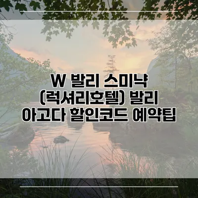 W 발리 스미냑 (럭셔리호텔) 발리 아고다 할인코드 예약팁