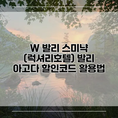 W 발리 스미냑 (럭셔리호텔) 발리 아고다 할인코드 활용법