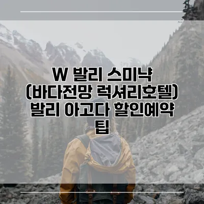 W 발리 스미냑 (바다전망 럭셔리호텔) 발리 아고다 할인예약 팁