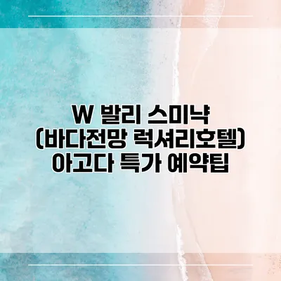 W 발리 스미냑 (바다전망 럭셔리호텔) 아고다 특가 예약팁