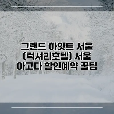 그랜드 하얏트 서울 (럭셔리호텔) 서울 아고다 할인예약 꿀팁
