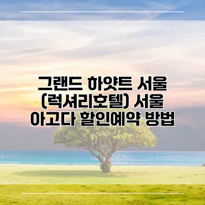 그랜드 하얏트 서울 (럭셔리호텔) 서울 아고다 할인예약 방법