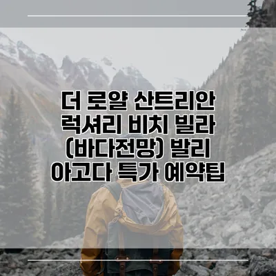 더 로얄 산트리안 럭셔리 비치 빌라 (바다전망) 발리 아고다 특가 예약팁