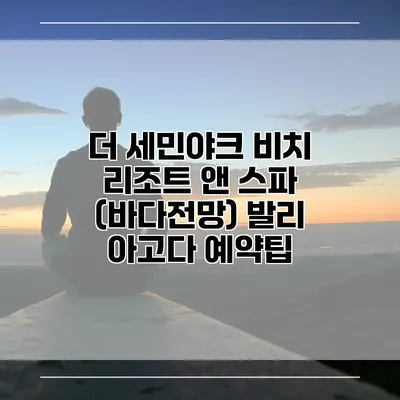 더 세민야크 비치 리조트 앤 스파 (바다전망) 발리 아고다 예약팁