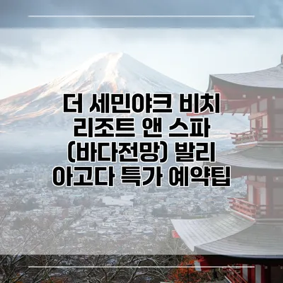 더 세민야크 비치 리조트 앤 스파 (바다전망) 발리 아고다 특가 예약팁