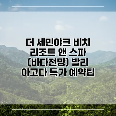 더 세민야크 비치 리조트 앤 스파 (바다전망) 발리 아고다 특가 예약팁