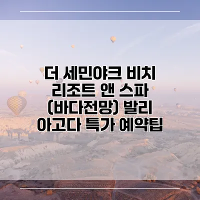 더 세민야크 비치 리조트 앤 스파 (바다전망) 발리 아고다 특가 예약팁