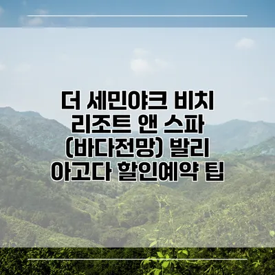 더 세민야크 비치 리조트 앤 스파 (바다전망) 발리 아고다 할인예약 팁