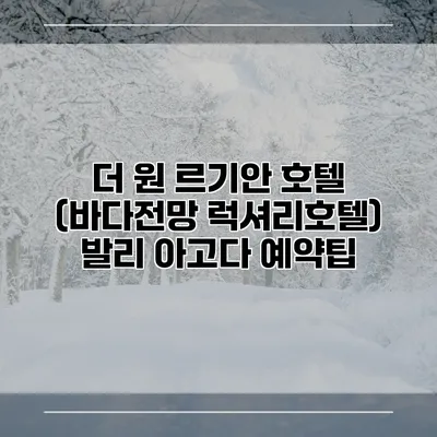 더 원 르기안 호텔 (바다전망 럭셔리호텔) 발리 아고다 예약팁
