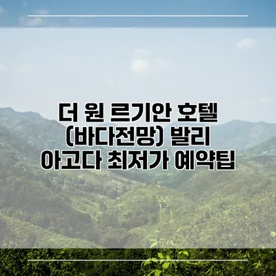 더 원 르기안 호텔 (바다전망) 발리 아고다 최저가 예약팁