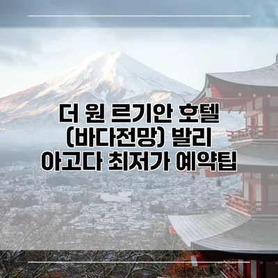 더 원 르기안 호텔 (바다전망) 발리 아고다 최저가 예약팁