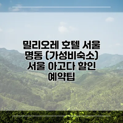 밀리오레 호텔 서울 명동 (가성비숙소) 서울 아고다 할인 예약팁