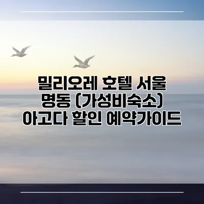 밀리오레 호텔 서울 명동 (가성비숙소) 아고다 할인 예약가이드