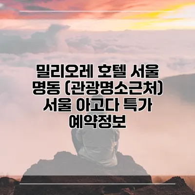 밀리오레 호텔 서울 명동 (관광명소근처) 서울 아고다 특가 예약정보