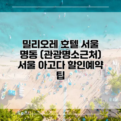 밀리오레 호텔 서울 명동 (관광명소근처) 서울 아고다 할인예약 팁