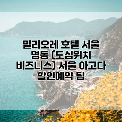 밀리오레 호텔 서울 명동 (도심위치 비즈니스) 서울 아고다 할인예약 팁