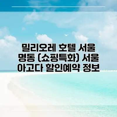 밀리오레 호텔 서울 명동 (쇼핑특화) 서울 아고다 할인예약 정보