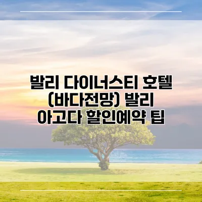 발리 다이너스티 호텔 (바다전망) 발리 아고다 할인예약 팁