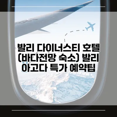 발리 다이너스티 호텔 (바다전망 숙소) 발리 아고다 특가 예약팁