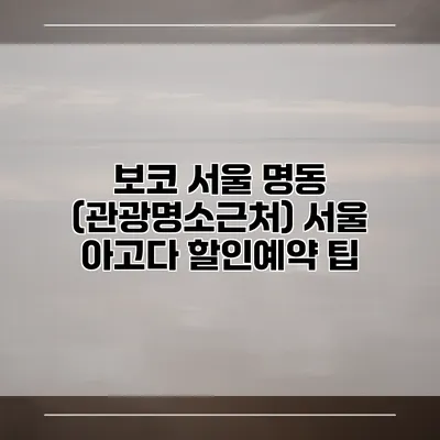 보코 서울 명동 (관광명소근처) 서울 아고다 할인예약 팁