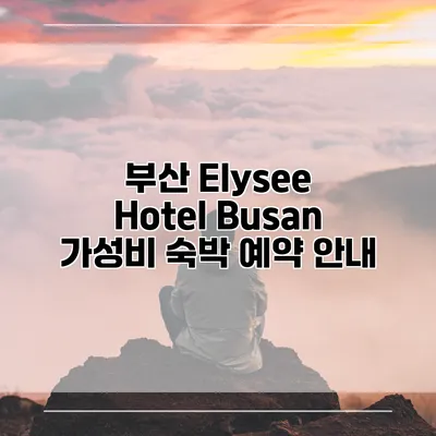 부산 Elysee Hotel Busan 가성비 숙박 예약 안내