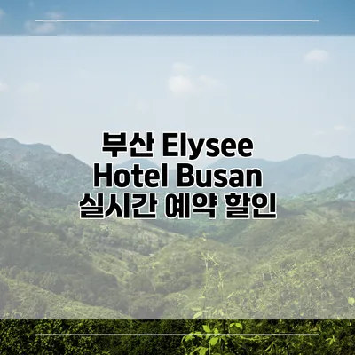 부산 Elysee Hotel Busan 실시간 예약 할인