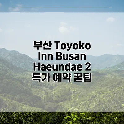 부산 Toyoko Inn Busan Haeundae 2 특가 예약 꿀팁
