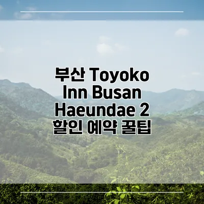 부산 Toyoko Inn Busan Haeundae 2 할인 예약 꿀팁