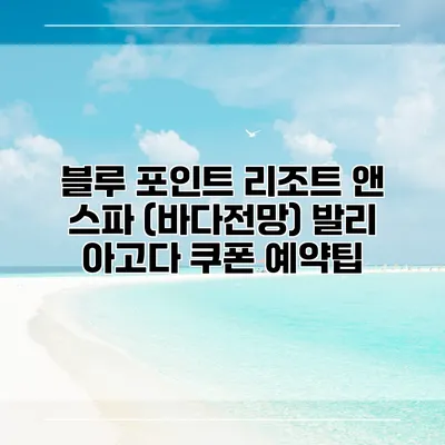 블루 포인트 리조트 앤 스파 (바다전망) 발리 아고다 쿠폰 예약팁
