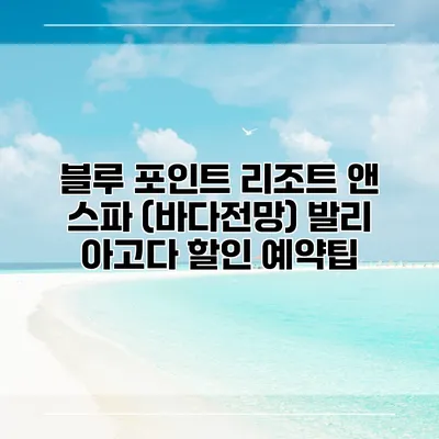 블루 포인트 리조트 앤 스파 (바다전망) 발리 아고다 할인 예약팁