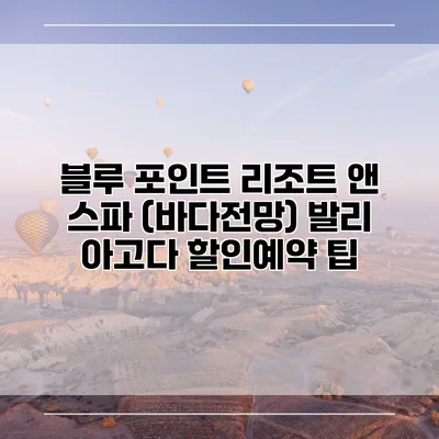 블루 포인트 리조트 앤 스파 (바다전망) 발리 아고다 할인예약 팁