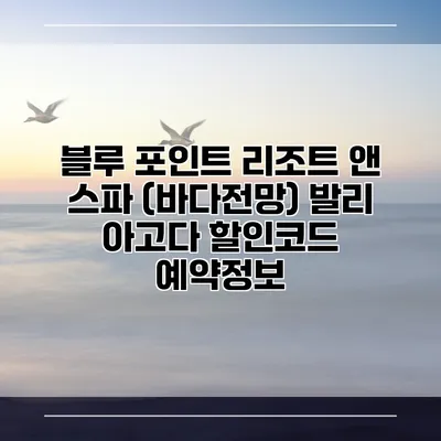 블루 포인트 리조트 앤 스파 (바다전망) 발리 아고다 할인코드 예약정보