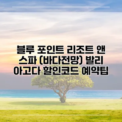 블루 포인트 리조트 앤 스파 (바다전망) 발리 아고다 할인코드 예약팁