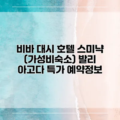 비바 대시 호텔 스미냑 (가성비숙소) 발리 아고다 특가 예약정보