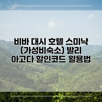 비바 대시 호텔 스미냑 (가성비숙소) 발리 아고다 할인코드 활용법