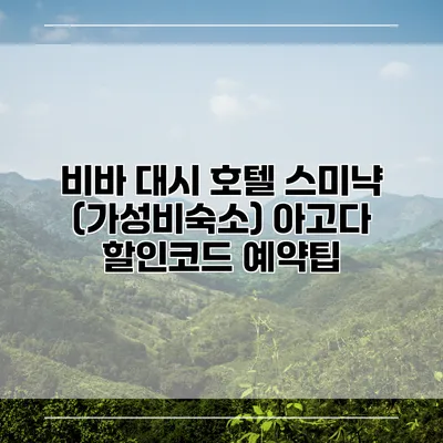 비바 대시 호텔 스미냑 (가성비숙소) 아고다 할인코드 예약팁