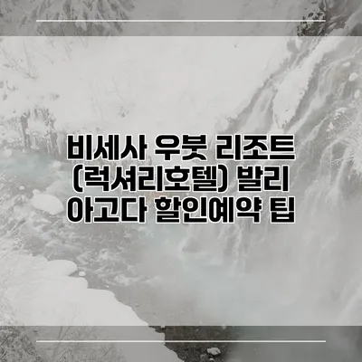 비세사 우붓 리조트 (럭셔리호텔) 발리 아고다 할인예약 팁