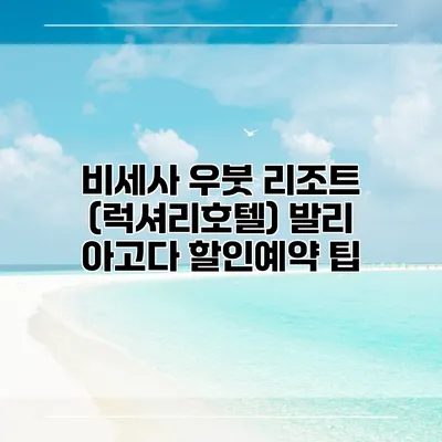 비세사 우붓 리조트 (럭셔리호텔) 발리 아고다 할인예약 팁