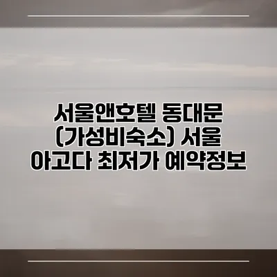 서울앤호텔 동대문 (가성비숙소) 서울 아고다 최저가 예약정보