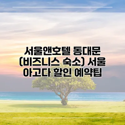 서울앤호텔 동대문 (비즈니스 숙소) 서울 아고다 할인 예약팁