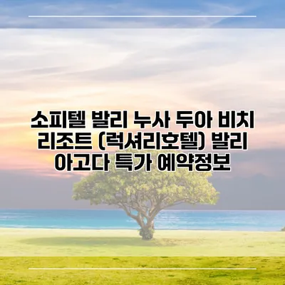 소피텔 발리 누사 두아 비치 리조트 (럭셔리호텔) 발리 아고다 특가 예약정보