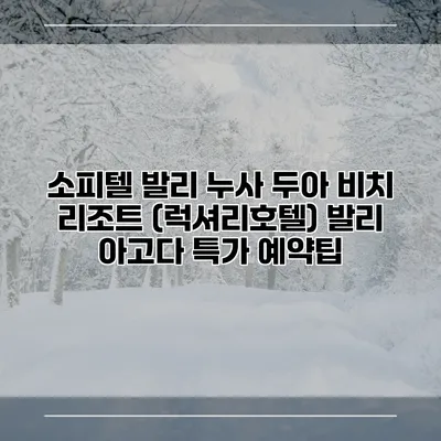 소피텔 발리 누사 두아 비치 리조트 (럭셔리호텔) 발리 아고다 특가 예약팁