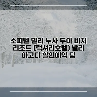 소피텔 발리 누사 두아 비치 리조트 (럭셔리호텔) 발리 아고다 할인예약 팁